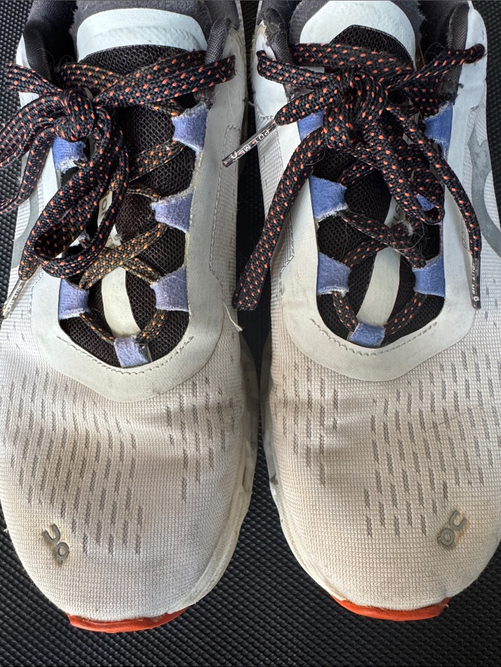 On Running White and Blue Mesh Trainers with Orange Accents - Picture 2 of 8